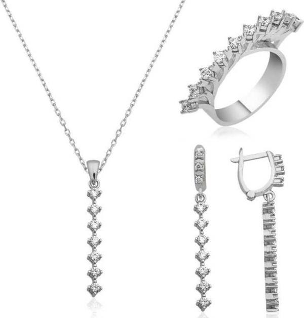 Gümüş Sıra Taşlı Bayan Set - Image 1
