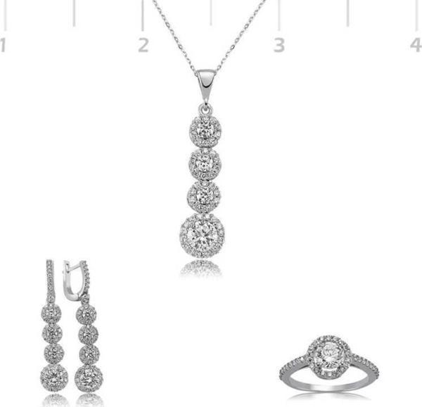 Gümüş Sıralı Dört Taş Bayan Set - Image 1