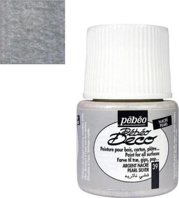 Pebeo Deco Mat Ahşap Boyası 110ML Şişe İnci Gümüş - Image 1