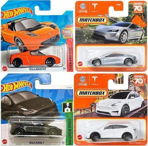 Hot Wheels Tesla 4 Araç Set - & Matchbox - Tesla Model Y & Tesla Roadster (1:64) - Image 1