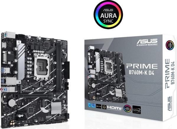 Prime B760M-K D4 İntel B760 Soket 1700 Ddr4 5333(Oc)Mhz Matx Gaming (Oyuncu) Anakart - Image 1