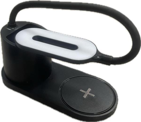 Ht-513 Siyah Typec 10W Kablosuz Şarj Cihazı Kalemlikli Masa Lambası - Image 1