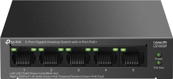 Ls105Gp 4 Port Poe+ 10-100-1000 Mbps Switch Hub Metal Kasa - Image 1