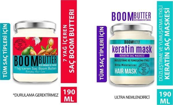 Ayter Boom Butter Saç Bakım Yağı 190 ML+ Boom Butter Güçlendirici Onarıcı Keratin Saç Maskesi 190 ML - Image 1