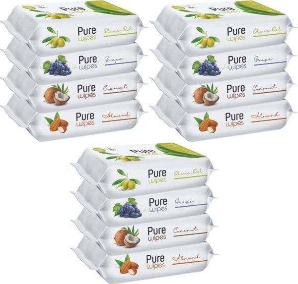 Pure Baby Wipes Islak Havlu Mendil 50 Yaprak 12 Li Set (600 YAPRAK) (MEYVELİ) - Image 1