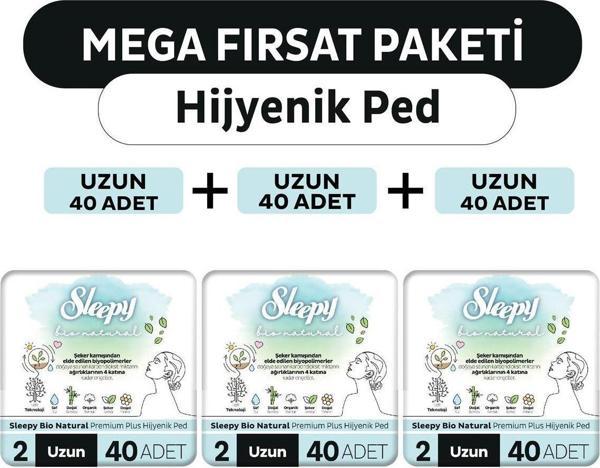 Sleepy Bio Natural Premium Plus Hijyenik Ped Mega Fırsat Paketi Uzun 120 Adet - Image 1
