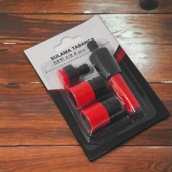 Bahçe Çiçek Sulama Tabanca Seti 1/2 4 Parça Hortum Ucu Rekor Püskürtme Su Süzeği  - Image 1