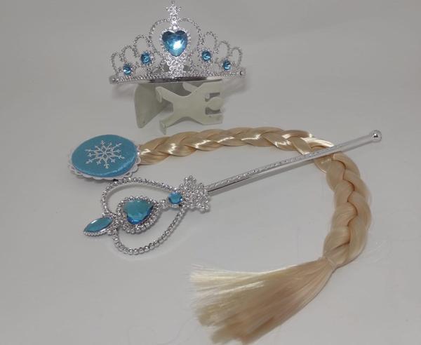 Elsa Karlar Ülkesi Saç Tokası Asa ve Tacı Mavi Set Kalpli Elsa Seti - Image 1