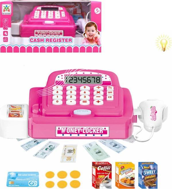 Sesli, Işıklı Dijital  Barkodlu Oyuncak Yazar Kasa ve Aksesuarları -Cash Register Seti - Image 1