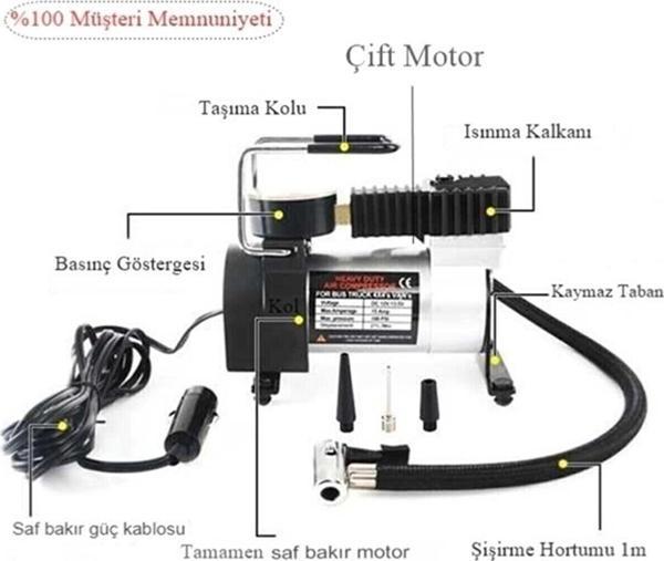 Sebura Oto Araç Profesyonel Hava Pompası Lastik Şişirme Pompası Kompresör Mini Taşınabilir Kompresör - Image 1