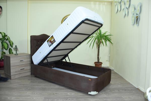 Baza-Yatak-Başlık 13439 MODEL 90*190 TayTüy Acı kahve Kumş Ort Pamuk Yatak Elyapı - Image 1