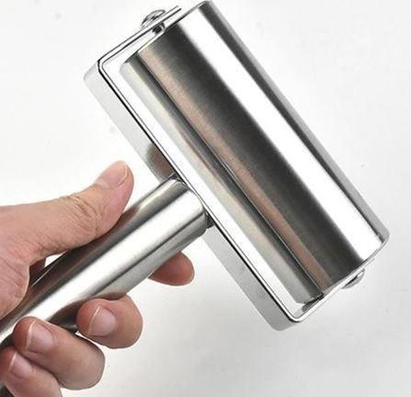  Rulo Hamur Açma Aparatı Paslanmaz Çelik Oklava Pratik Hamur Açma Aparatı Metal Kurabiye Hamur Merdane  - Image 1