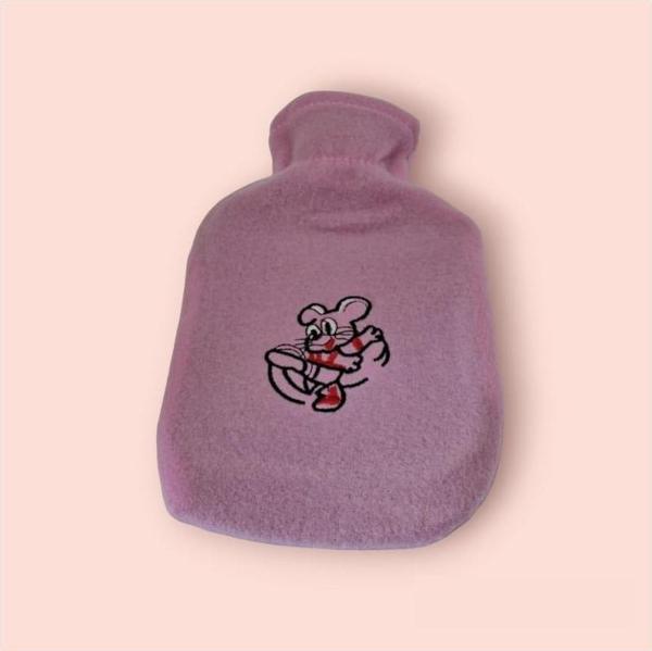 Çocuk Polarlı Sıcak Su Torbası Pembe Sevimli Figürlü Mini Sıcak Su Torbası Yıkanabilir 22-14 cm - Image 1