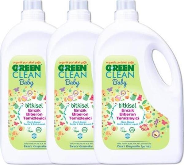Green Clean Baby Organik Portakal Yağlı Bitkisel Emzik Biberon Temizleyici 2,75 L 3'lü - Image 1