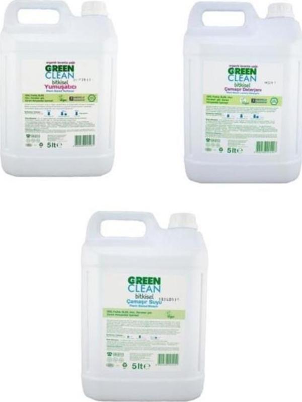 Green Clean Organik Çamaşır Deterjanı Yumuşatıcı Çamaşır Suyu 5000 ml 3lü Set - Image 1