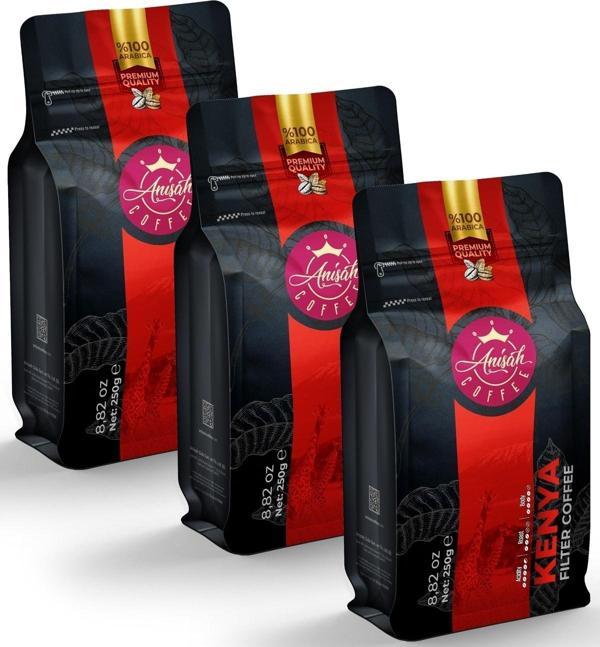 Anisah Coffee Kenya Filtre Kahve 3*250 gram - 3'lü Paket - Image 1