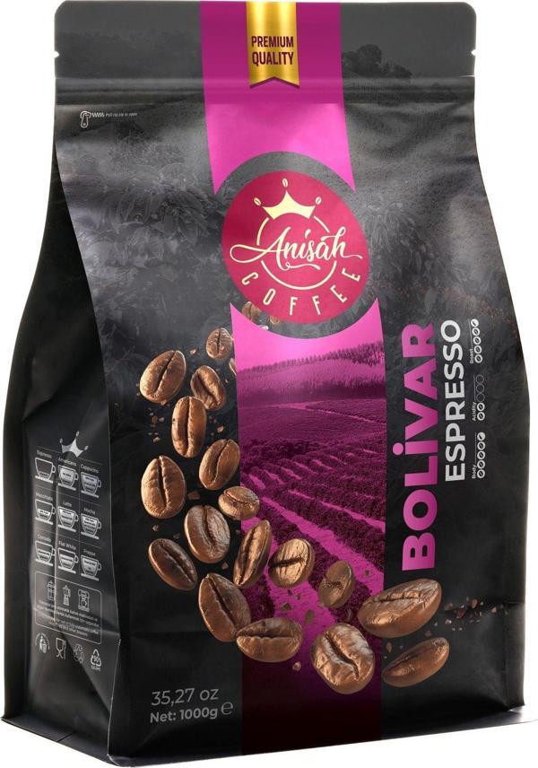 Anisah Coffee Bolivar Espresso Koyu Kavrulmuş Çekirdek 1000 Gram - Image 1