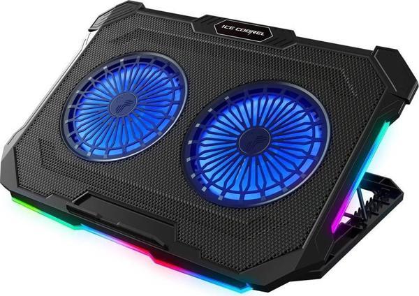 Rampage Sirius S46 RGB Işıklı 2 Fanlı Yükseklik Ayarlı 125 -125-15 2 USB Port Notebook Soğutucu - Image 1