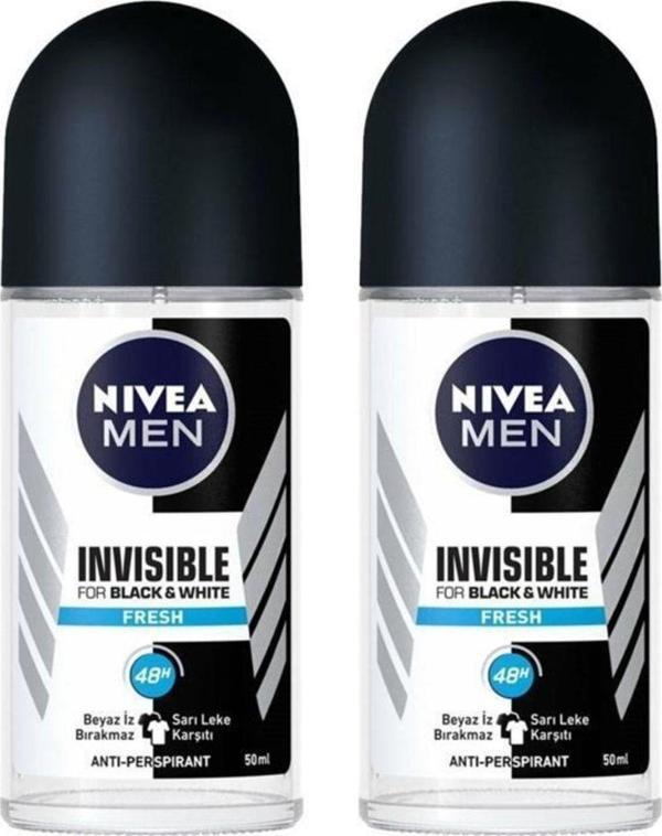 Nivea Erkek Invisible Black White Fresh Roll-on 50 Ml X2 - Image 1