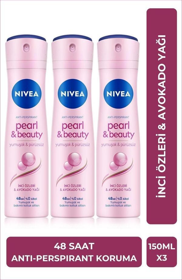 Kadın Sprey Deodorant Pearl&Beauty 150ml, 48 Saat Anti-perspirant Koruma, X3 Adet - Image 1