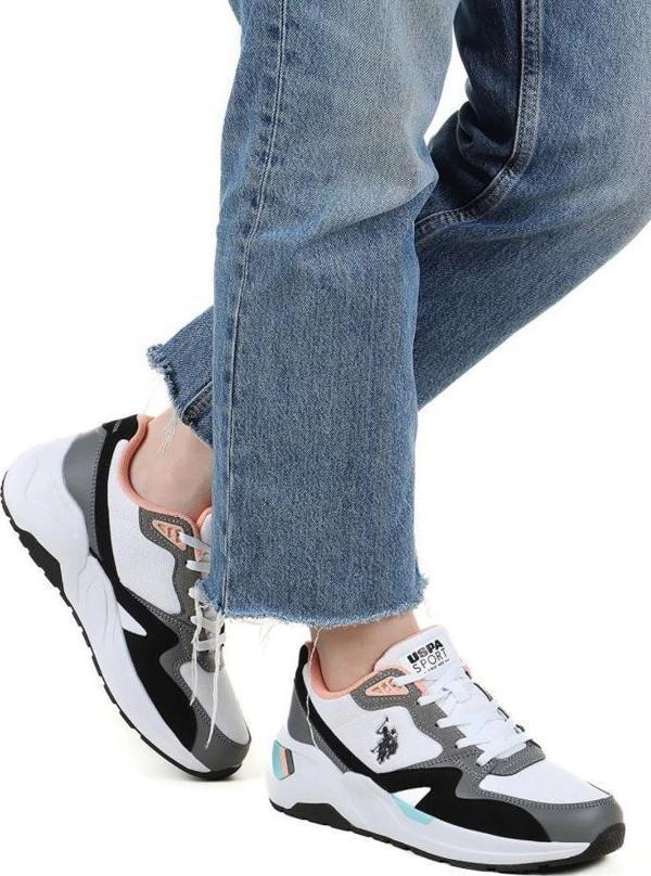 U.S. Polo Assn. HUSKY 4FX BEYAZ SİYAH COMFORT CASUAL ANATOMİK SPOR AYAKKABISI - Image 1