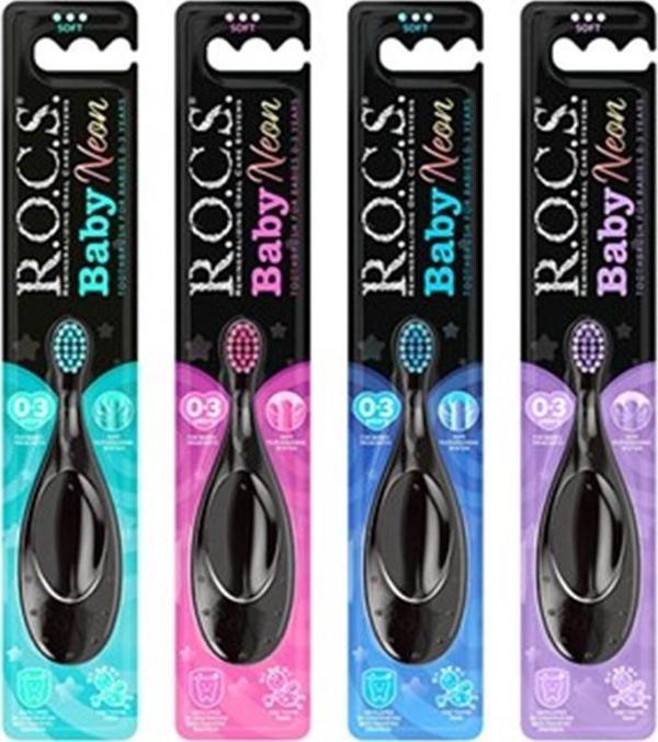 Rocs Neon 0-3 Yaş Bebek Diş Fırçası (Yumuşak) - Image 1