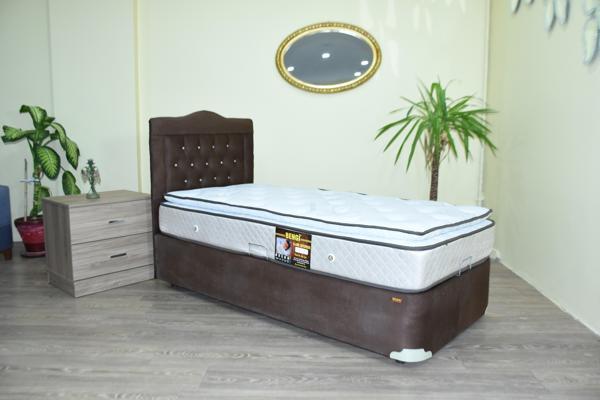 Baza Yatak Başlık 17474 Taytüy Kahverengi  Kumaş Pamuk Ful Ort Yatak 100*200 - Image 1