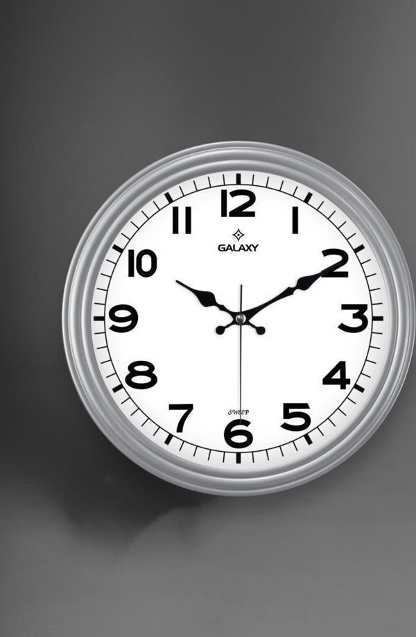 Galaxy D-200-G Klasik Kadran Gri Renk Sessiz Akar 30 cm Duvar Saati - Image 1