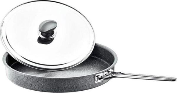 Oms Granit Hamsi Tava Metal Kapak Çelik Sap 32x4cm Gri - Image 1