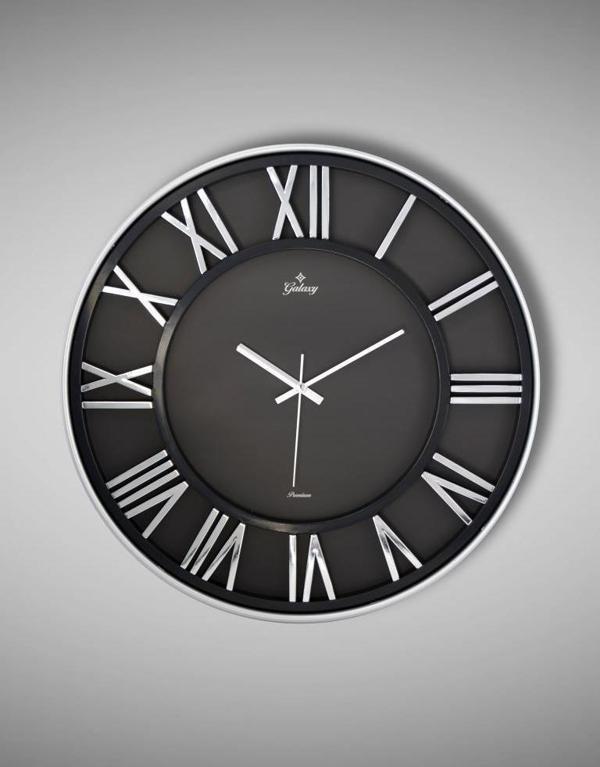 Galaxy Premium Serisi Modern Tasarımlı Roma Rakamlı 40 cm Duvar Saati Siyah-Gri - Image 1