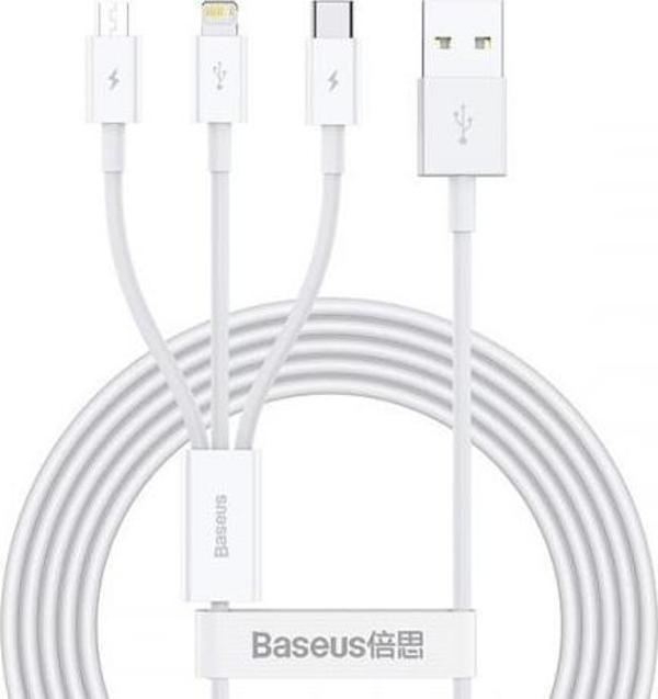 Baseus 50 CM Metre 3.5Amper Yüksek Hızlı 3in1 Type-C, İphone Lightning ve Micro Şarj ve Data Kablosu - Image 1