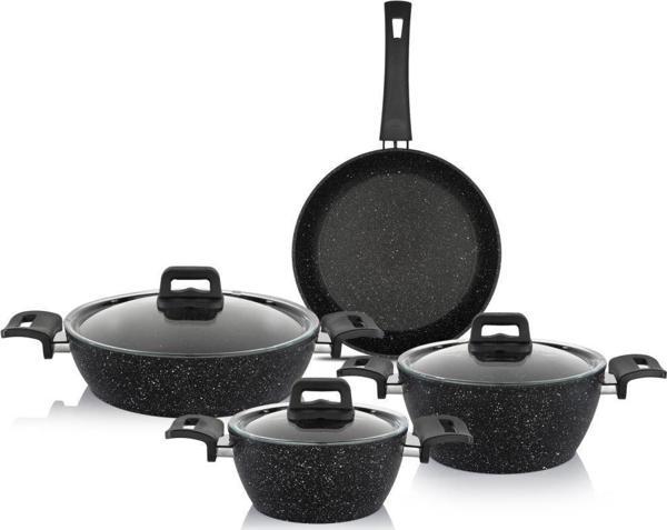 Schafer Savor 7 Parça Granit Yanmaz Yapışmaz Tencere Set-Siyah - Image 1
