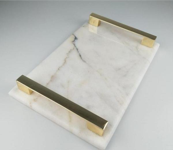 Nilşah Köprü Kulp Mermer Tepsi Gold Nİ22TPS011-KPL - Image 1