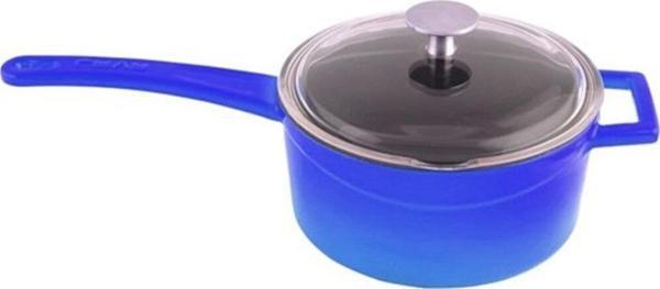 Lava Döküm Yuvarlak Saplı Tencere Çap 16 (sütlük) Mavi Cam Kapak LVYSOS16K3B  - Image 1