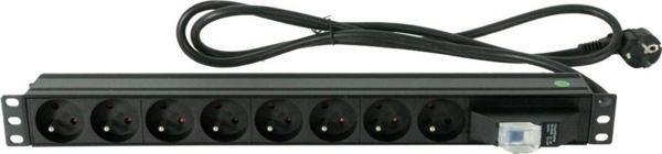 1U 19" 8xALMAN ALÜMİNYUM ON-OFF SWITCH FRANSIZ FİŞ 1,5m PDU - Image 1