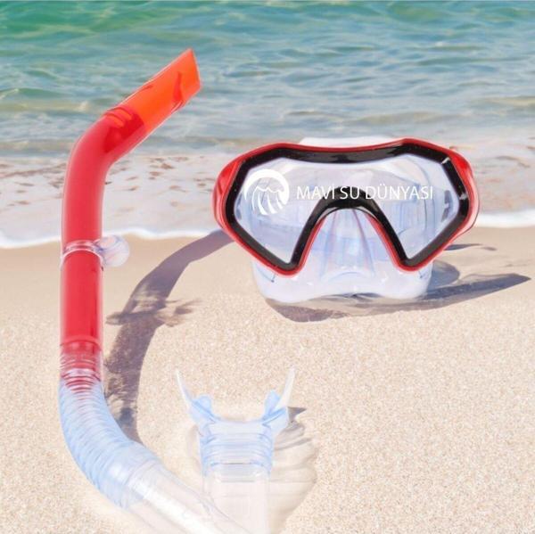 Bestway Hydro Swim Şnorkel Set 7+ 14 Yaş Arası Kırmızı Siyah Renk - Image 1