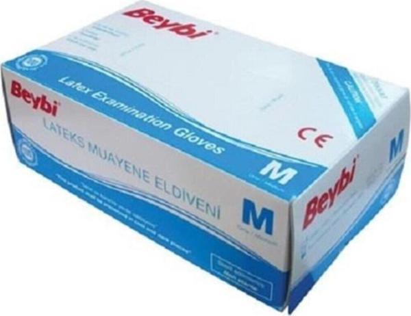 Beybi Muayene Eldiven Medium Pudralı Lateks 100lü Paket - Image 1