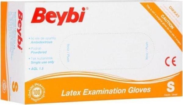 Beybi Muayene Eldiven Pudralı Lateks 100'lü Paket S Beden - Image 1