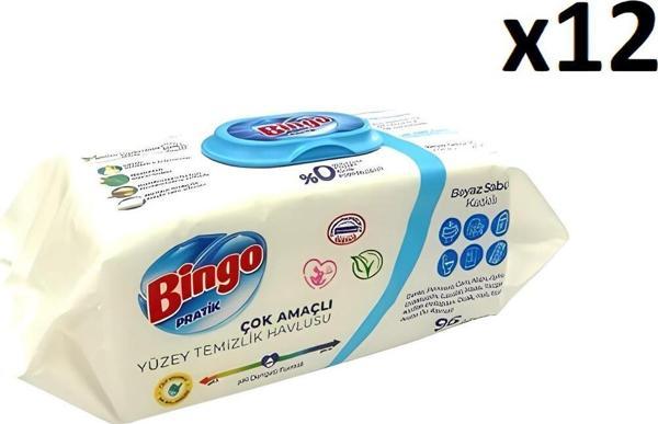 Bingo Yüzey Temizleme Havlusu 96'lı Beyaz Sabun (12'li) - Image 1