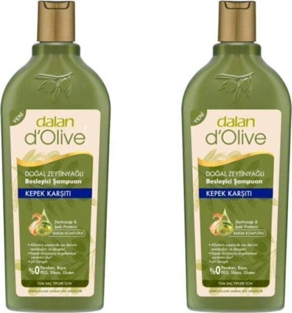 Dalan 2 Adet D’olive Zeytinyağlı Kepek Karşıtı Şampuan 400 ml - Image 1