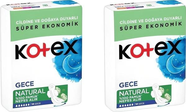 Kotex Hijyenik Ped Natural Gece 14lü X2 Adet - Image 1