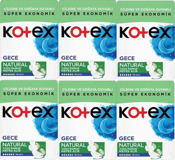 Kotex Natural Gece Hijyenik Ped 14'lü 6 Adet - Image 1