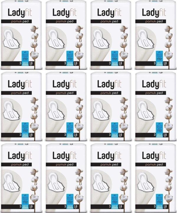 Lady Fit Ladyfit Pamuk Ped Gece 12 Li Set (12 Paketx18) - Image 1