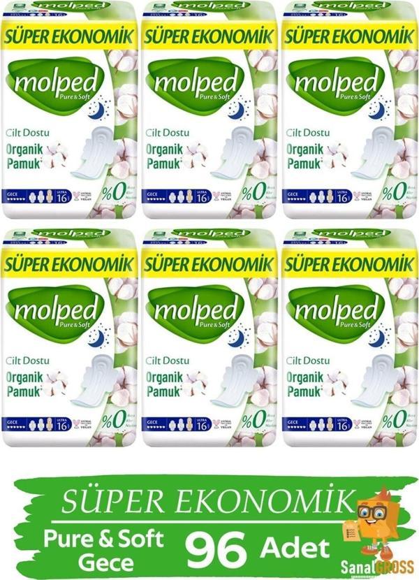 Molped Hijyenik Ped Pure & Soft Süper Eko 16'lı Gece X 6 Paket - Image 1