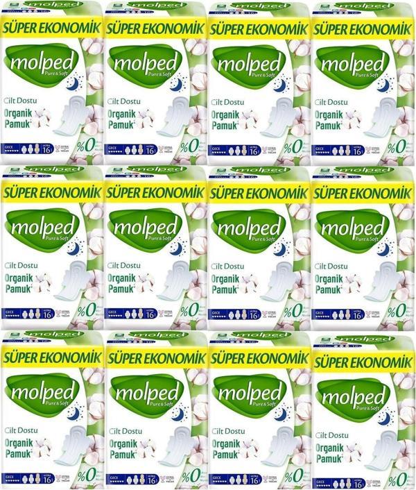 Molped Pure&soft Hijyenik Ped Süper Ekonomik Gece 16'lı 12 Adet - Image 1