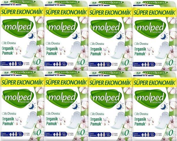 Molped Pure&soft Hijyenik Ped Süper Ekonomik Gece 16'lı 8 Adet - Image 1