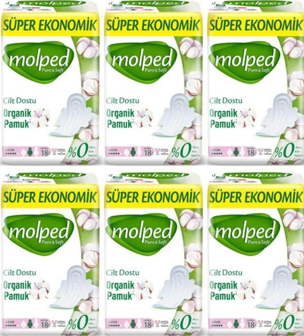 Molped Pure&soft Hijyenik Ped Süper Ekonomik Uzun 18 Li 6 Adet - Image 1