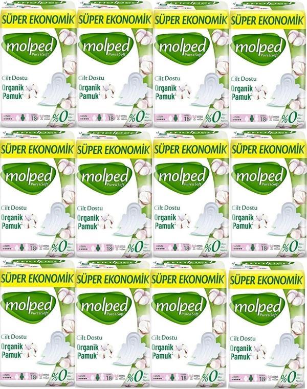 Molped Pure&soft Hijyenik Ped Süper Ekonomik Uzun 18'li 12 Adet - Image 1