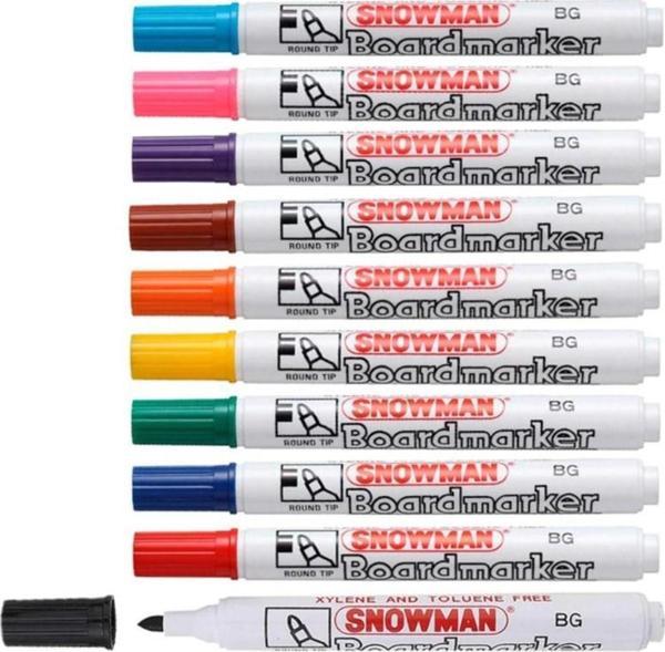 Snowman Doldurulabilir 10 Renk Beyaz Tahta Kalemi Set - Image 1