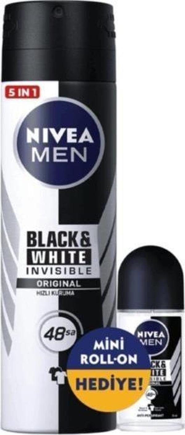 Nivea Men Black & White Original Deodorant Sprey+Roll-On Paket - Image 1